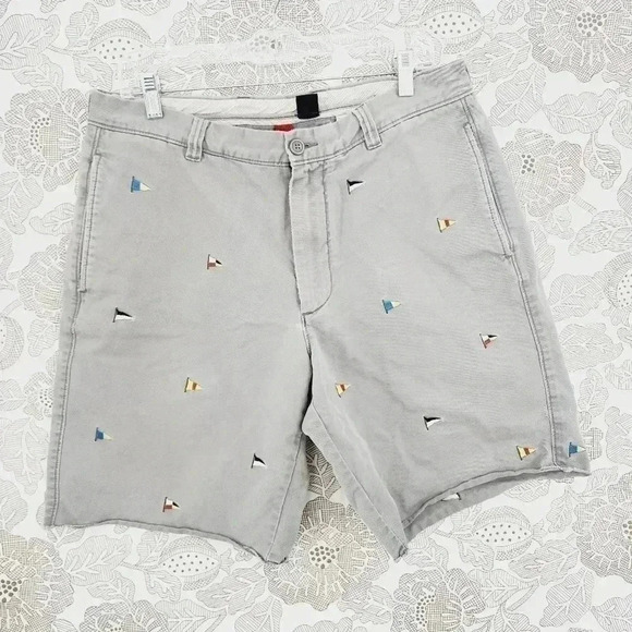 J. Crew Broken Golf Flag Men's Cut off Chino Shorts 34x9 - Picture 1 of 9